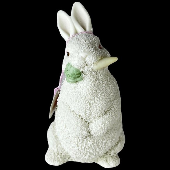 1996 Snowbabies Dept 56 Bunny Rabbit Figurine Vintage Easter Carrot Hand Painted - Picture 3 of 10
